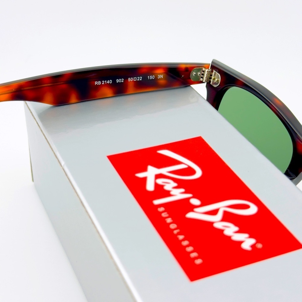 Ray-Ban Sunglasses RB2140 Original Wayfarer Tortoise Frame Green Lenses 50mm - Picture 12 of 14